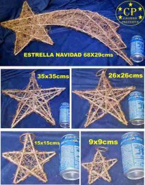 ESTRELLAS 3D MIMBRE DORADAS